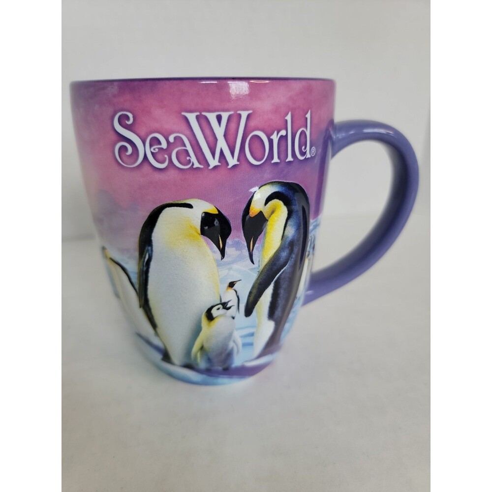 Seaworld Orlando 3D Large Coffee Mug Penguins Embossed